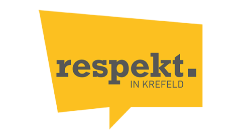Gelbe Sprechblase mit Text: respekt. IN KREFELD